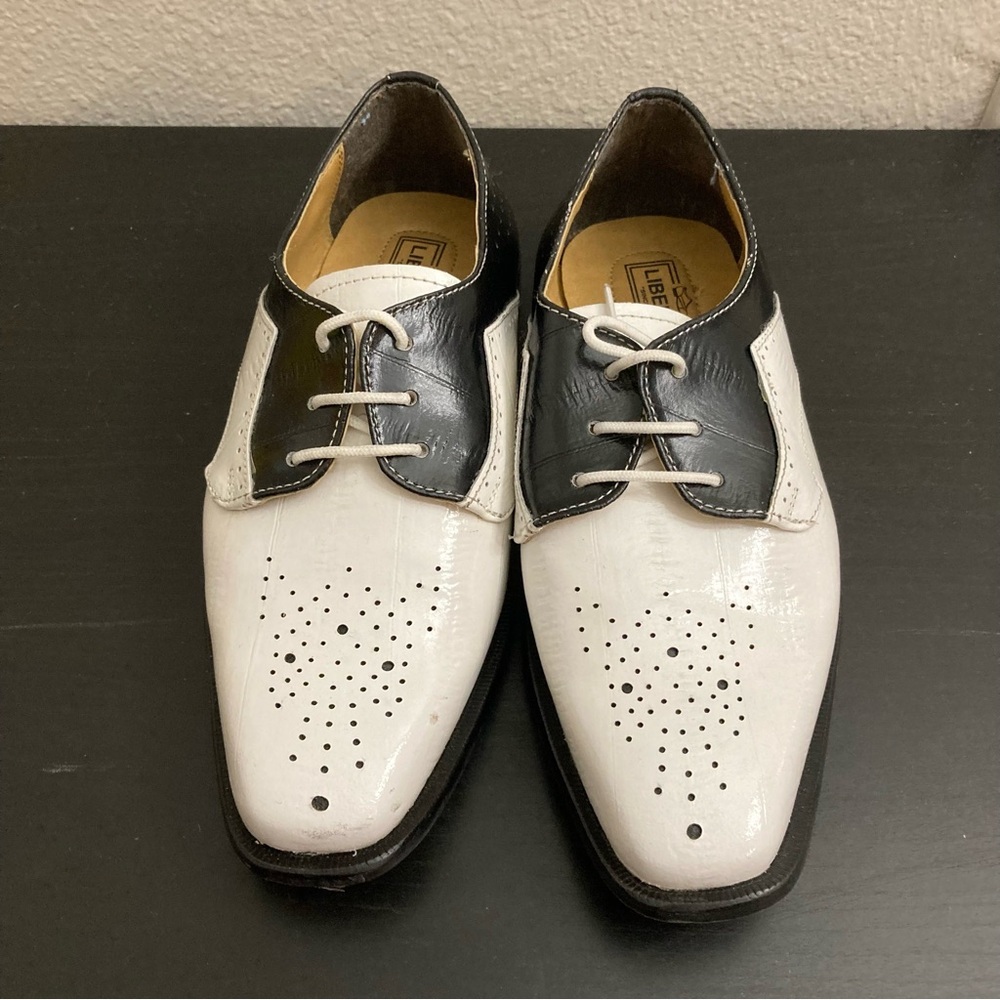 Liberty Enzo Oxford Shoes - Black/White - Size 5 - Picture 2 of 6